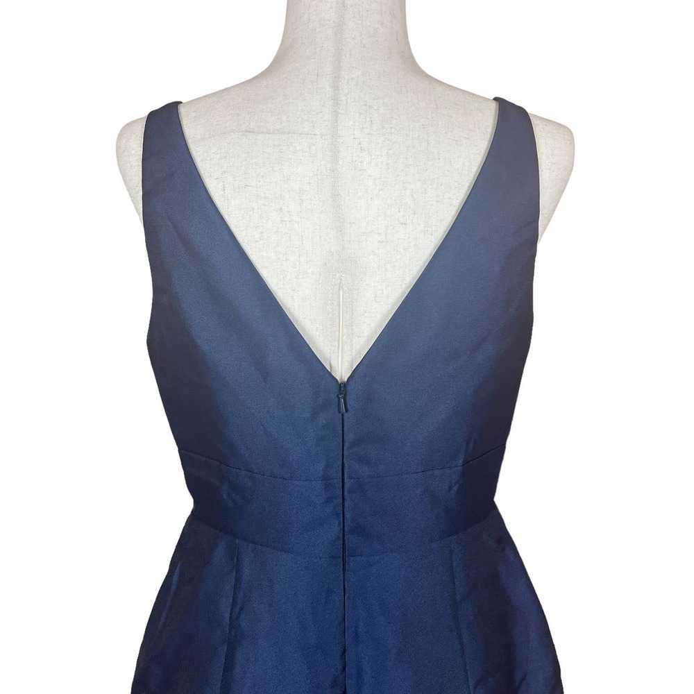 ALFRED SUNG MIDNIGHT BLUE V- NECK SATIN COCKTAIL DRESS SIZE 8 NWT - Picture 5 of 14